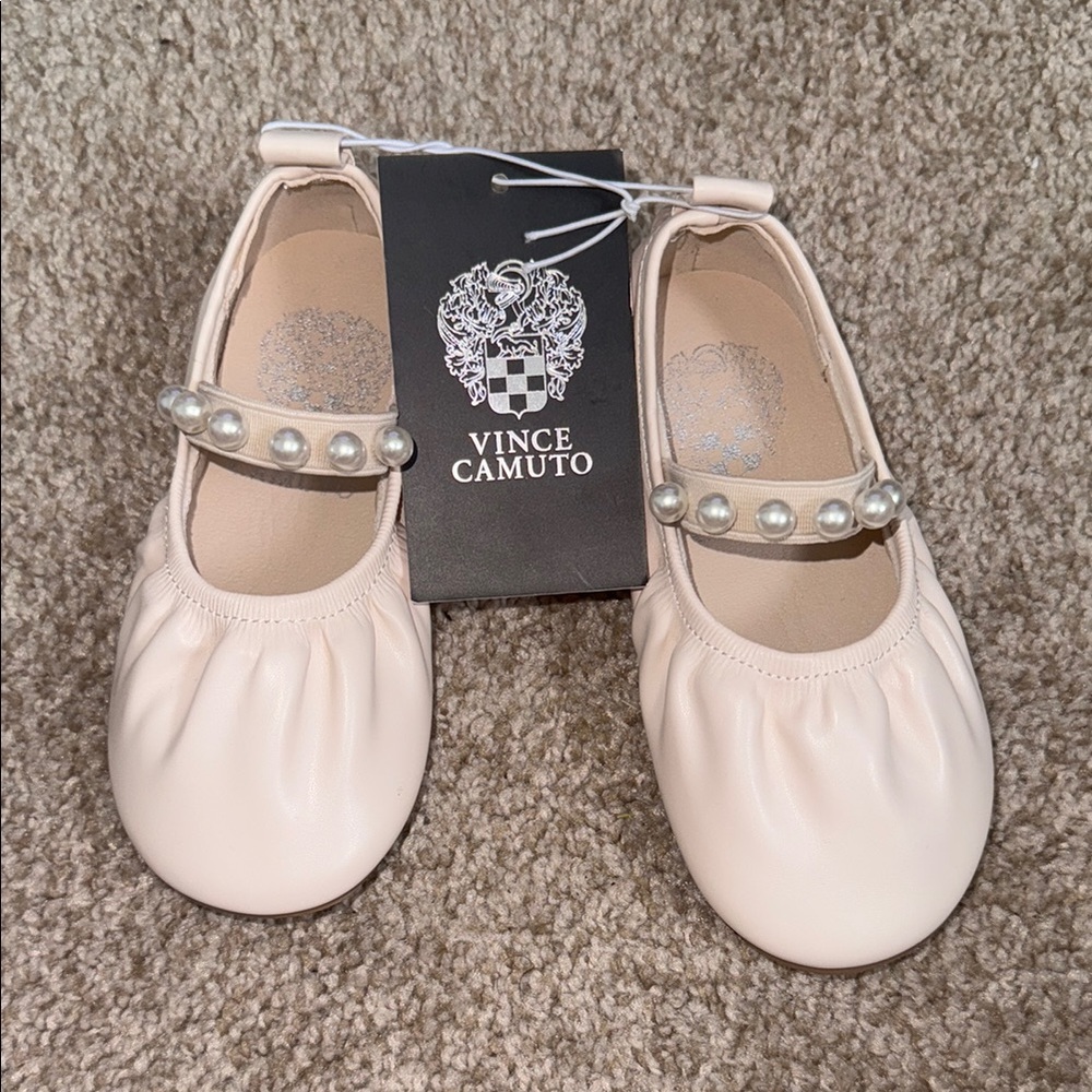 Vince Camuto Kids Pearl Strap Ballet Flats - Cream